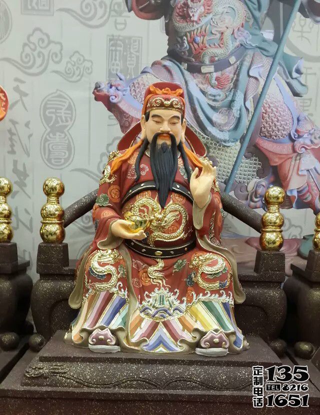 寺廟大型玻璃鋼彩繪招財(cái)進(jìn)寶財(cái)神雕塑